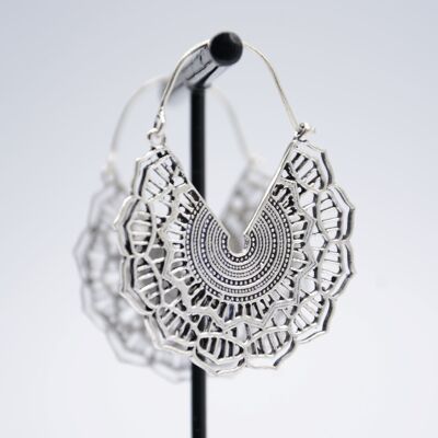 Suspension earrings in silver | flower