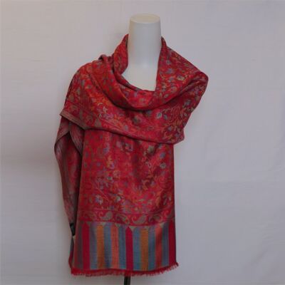 Indian pashmina scarf | red, blue, yellow