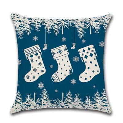 Cushion Cover Christmas - Snow Socks Blue