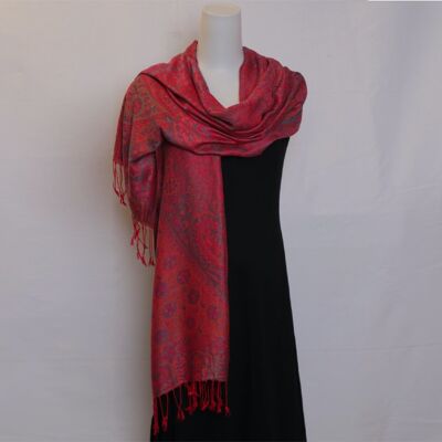 Indian pashmina scarf | red with flower pattern