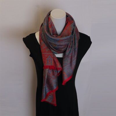 Indian pashmina scarf | red and gray