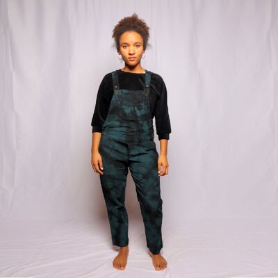 Batik dungarees made of cord in blue