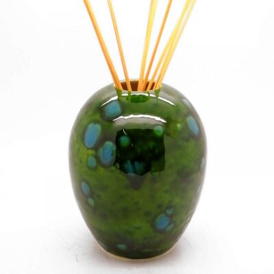 Ceramic Dovedale Reed Diffuser Jar - Egg Vase - Lava Green
