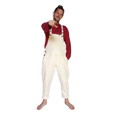 Cool unisex dungarees made of cord in white