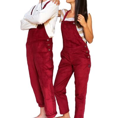 Coole unisex Latzhose aus Cord in rot