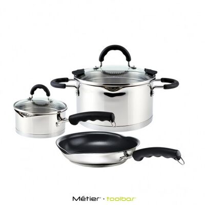 SPOUT by toolbar -  Cookware Set - Saucepan, Frying pan, Casserole -  3 Pcs  -  Cookware