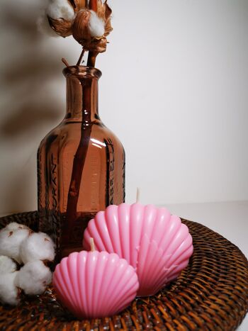 duo de bougies coquillages en cire de soja | bougies artisanales | bougie décorative - rose - floraison printanière 3