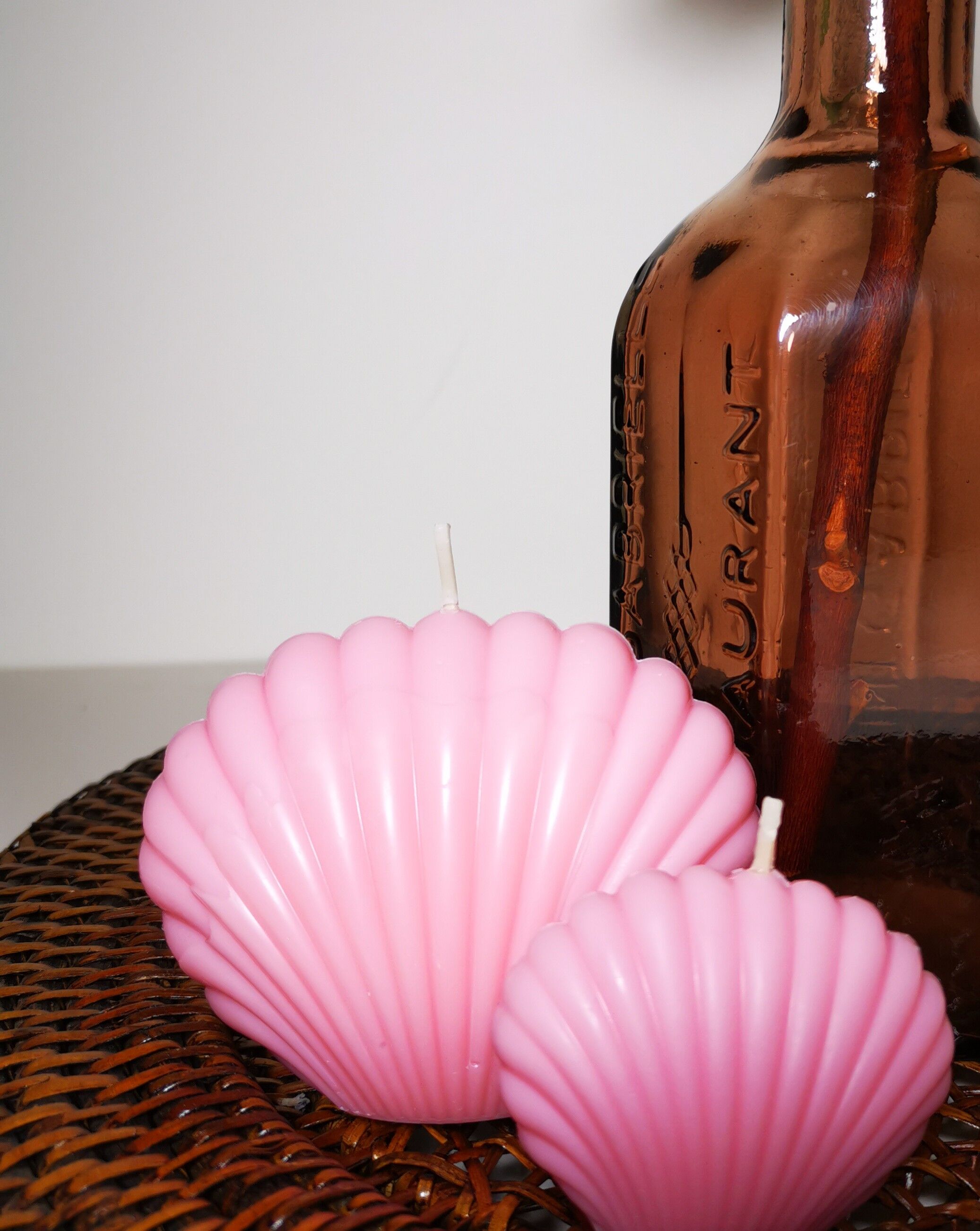 Sojawachs-Muschelkerzen-Duo | handgemachte Kerzen | Dekokerze - Rosa - Frühlingsblumenblüte