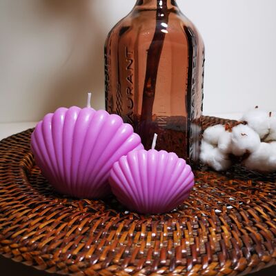 dúo de velas de concha de cera de soja | velas hechas a mano | vela decorativa - violeta - Lavanda