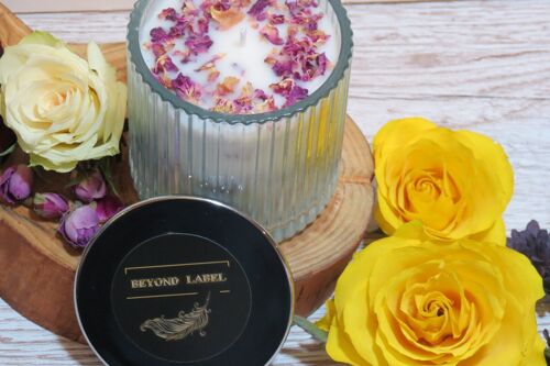 Lavander Aromatic Flower Infused Candle in Glass Jar * 200ml *Eco-friendly * Handmade * Vegan * Paraben-free * Phthalate-free