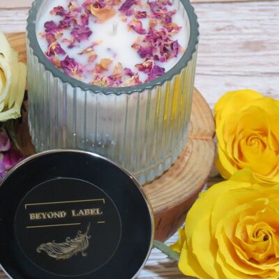 Duftkerze mit Lavendel-Aromablume im Glas * 200 ml * Umweltfreundlich * Handgemacht * Vegan * Parabenfrei * Phthalatfrei