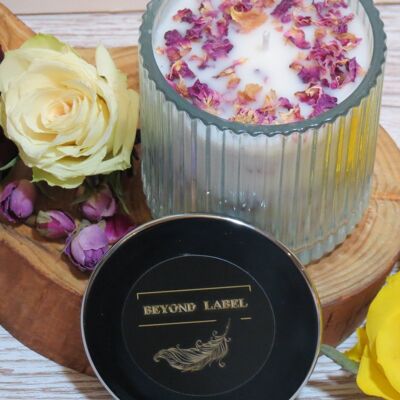 Lavander Aromatic Flower Infused Candle in Glass Jar * 200ml *Eco-friendly * Handmade * Vegan * Paraben-free * Phthalate-free