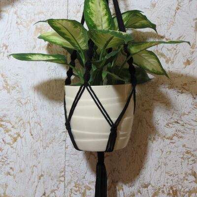 Macrame Plant Hanger /100% Natural Cotton/Eco-friendly - short - black