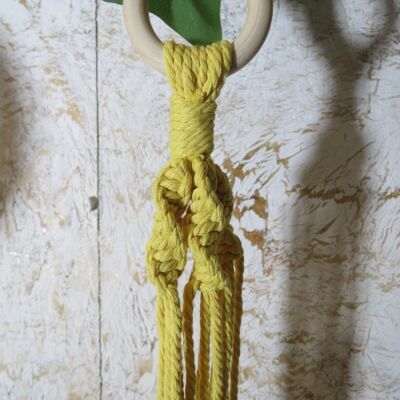 Cintre pour plantes en macramé /100% coton naturel/écologique - moyen - jaune