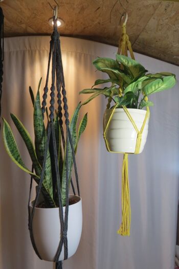 Cintre pour plantes en macramé /100% coton naturel/écologique - moyen - jaune 4