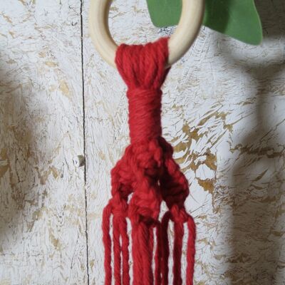 Colgador de Macramé /100% Algodón Natural/Ecológico - largo - rojo