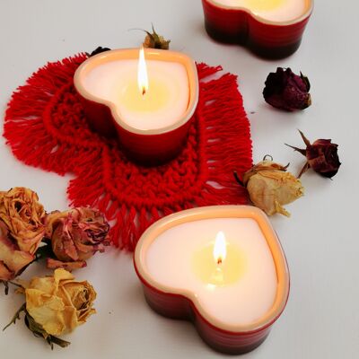 Set of 3 Handmade heart shape scented candles - Flower Bomb