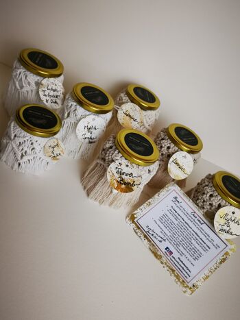 Bougies parfumées Beyond Label - cire de paraffine artisanale, végétalienne et écologique dans des pots de macramé bougies - 100g - bois de santal & vanille - diamant 3