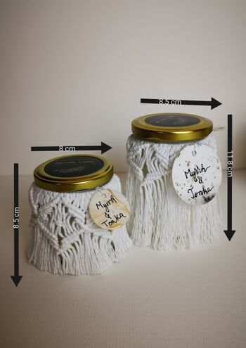 Bougies parfumées Beyond Label - cire de paraffine artisanale, végétalienne et écologique dans des pots de macramé bougies - 100g - bois de santal & vanille - diamant 7