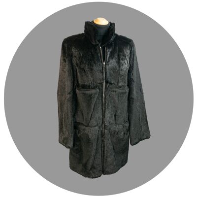 "Oversize" Jacke Kaninchen schwarz M