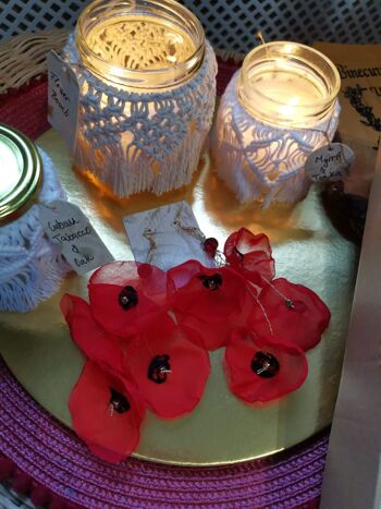 Bougies parfumées Beyond Label - cire de paraffine artisanale, végétalienne et écologique dans des pots de macramé bougies - 300g - jasmin - noeuds carrés 8