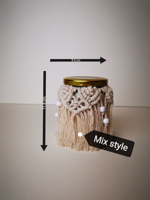 Beyond Label scented candles- handcrafted, vegan and eco paraffin wax in macramé jars candles - 300g - myrrh & tonka - mix
