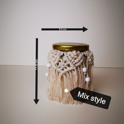 Beyond Label scented candles- handcrafted, vegan and eco paraffin wax in macramé jars candles - 300g - flower bomb - mix