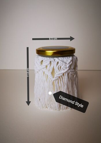 Bougies parfumées Beyond Label - cire de paraffine artisanale, végétalienne et écologique dans des pots de macramé bougies - 300g - balance - diamant 1