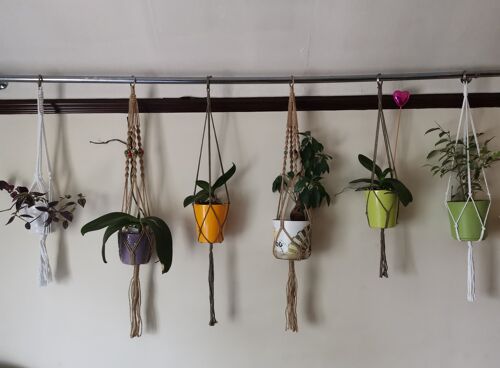 Plant hangers - natural cotton color - simple knots