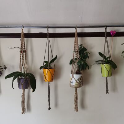 Pflanzenaufhänger - natürliche Baumwollfarbe - einfache Knoten