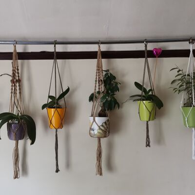 Plant hangers - natural cotton color - simple knots
