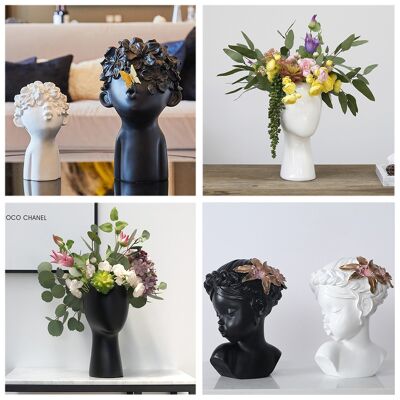 Déco - Figurines - Lot Noir & Blanc - Vases à Fleurs - Accessoires Déco