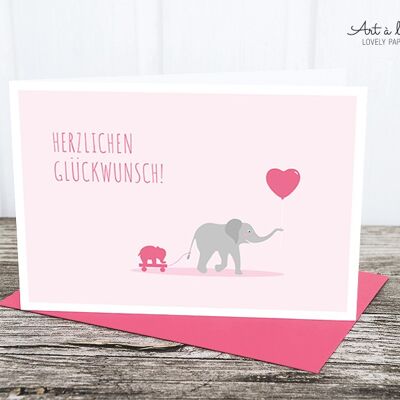 Folded card: elephant girl