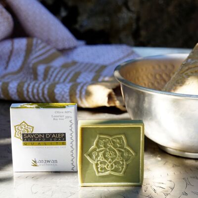 QUALITY ALEPPO SOAP - OLIVE OIL 80% AND BAY 20% - NOMAD FORMAT 25G