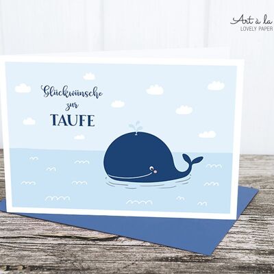 Carte pliée: baptême, baleine