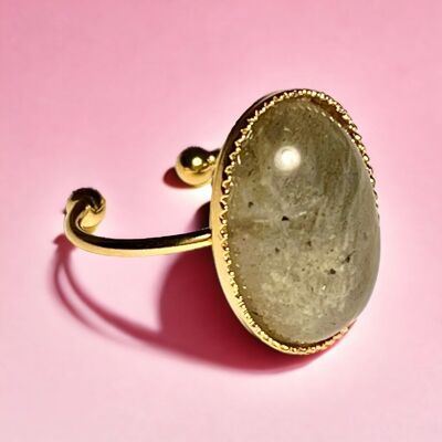 Fine gold "CAROLINE" ring in Labradorite stone