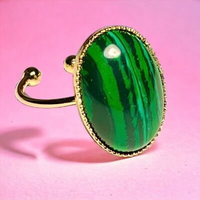 Fine gold “CELIA” ring made of Malachite stone