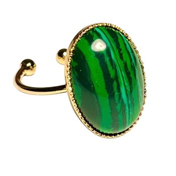 Bague "CELIA" dorée or fin en pierre de Malachite 11