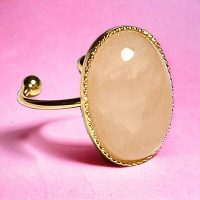 Fine gold "ROSALIE" ring in Rose Quartz stone