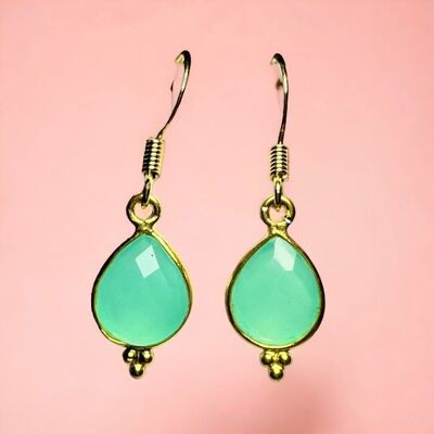 Fine gold “MELUSINE” earrings, Blue Chalcedony