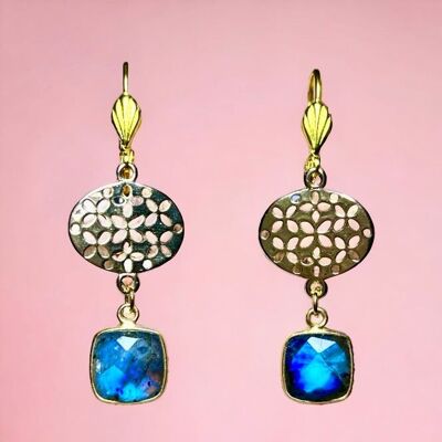 Fine gold “SAVANNAH” earrings in Labradorite