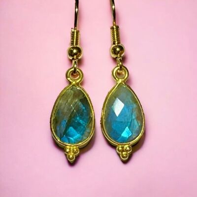 Orecchini "HADLEY" in Labradorite d'oro fino placcato oro