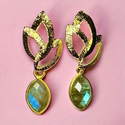Labradorite fine gold earrings - ref1875