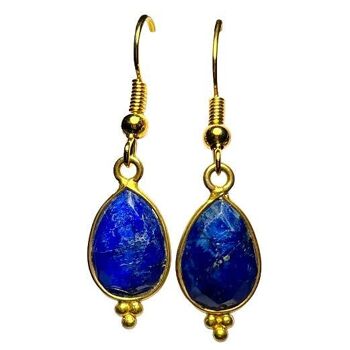 Boucles d’oreilles "FRESNO" dorées or fin Saphir brut 10