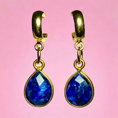 "DANIELLE" earrings gilded with fine gold Raw sapphire