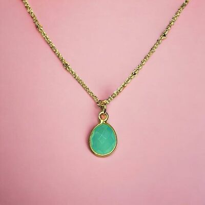 Pendant "EMILIA" gilded fine gold blue Chalcedony stone