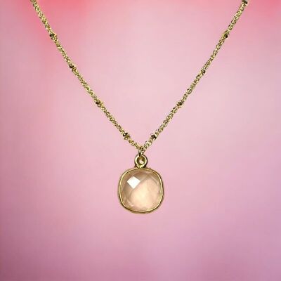 "AMBRA" gold pendant with fine gold Rose Quartz stone