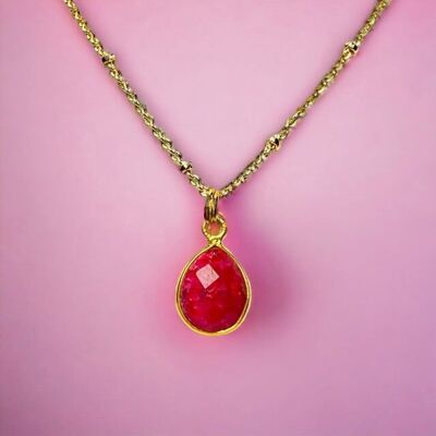 "MICHELE" pendant, fine gold, raw ruby ​​stone