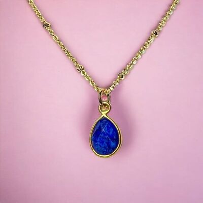 Pendant "CORALIE" gilded fine gold stone Raw sapphire