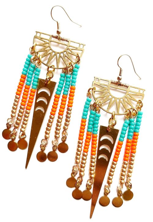 Frida Earrings - Turquoise/Orange